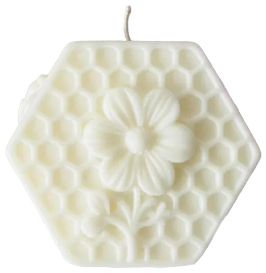 Plaster miodu z kwiatem - biała świeca NONO Made